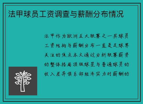 法甲球员工资调查与薪酬分布情况